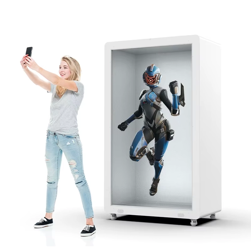 86 Inch Human Size Interactive 3D Hologram Box Display System Transparent LCD showcase Touch Screen manufacturer