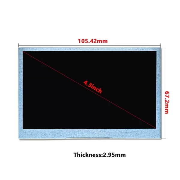 4.3 inch TFT LCD module dimensions for cover glass integration