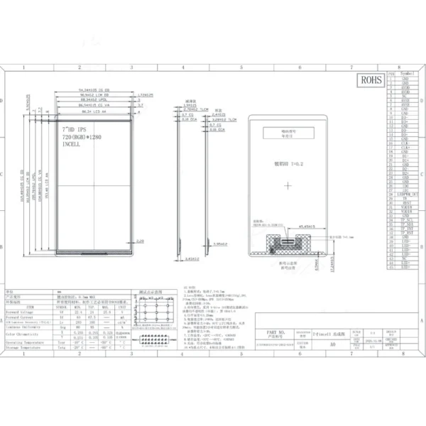 7 Inch 720×1280 MIPI In-Cell Touch Consumer Display