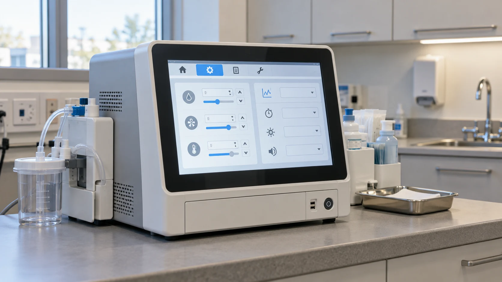 AI-generated concept of a 15-inch display in a generic medical equipment console